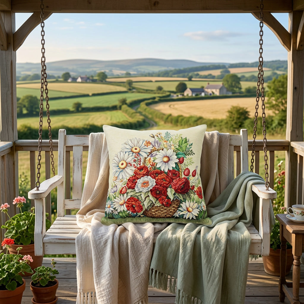 Poszewka gobelinowa -maki i margaretki - obrazek 2