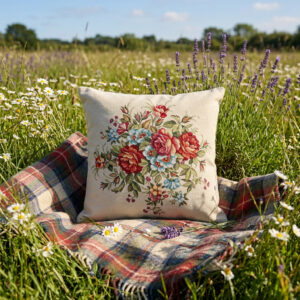 Poszewka gobelinowa w kwiaty