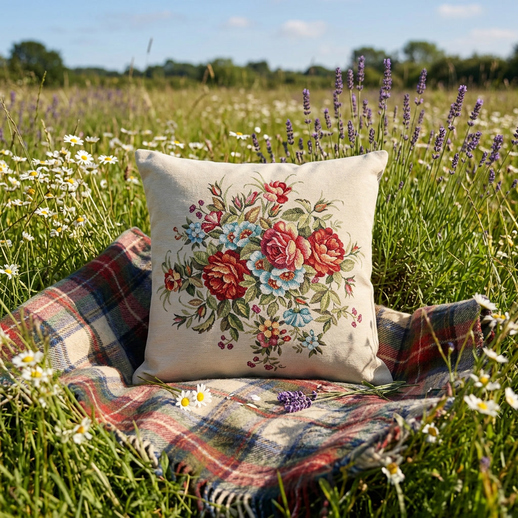 Poszewka gobelinowa w kwiaty