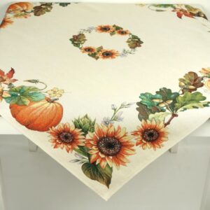 Dynie, słoneczniki i liście - Gobelinowa serweta kwadrat 100 x 100