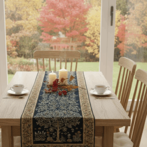 Bieżnik gobelinowy "Drzewo życia" granatowy