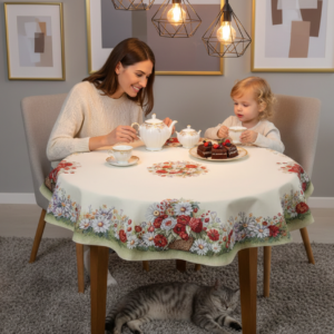 Obrus okrągły "Maki i margaretki"