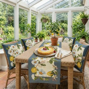 Bieżnik gobelinowy „Słoneczna Cytryna i Stokrotki”