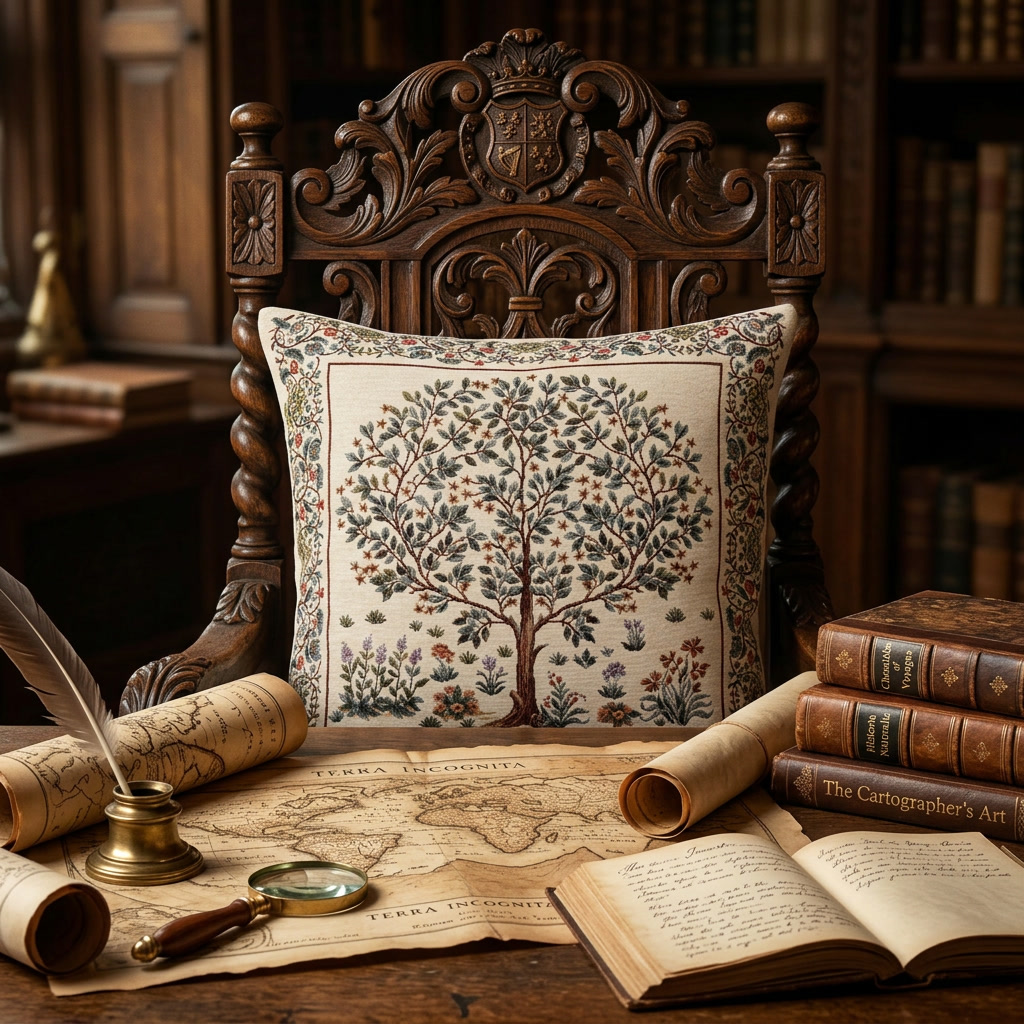 Poszewka gobelinowa "Drzewo życia" kremowa - obrazek 2