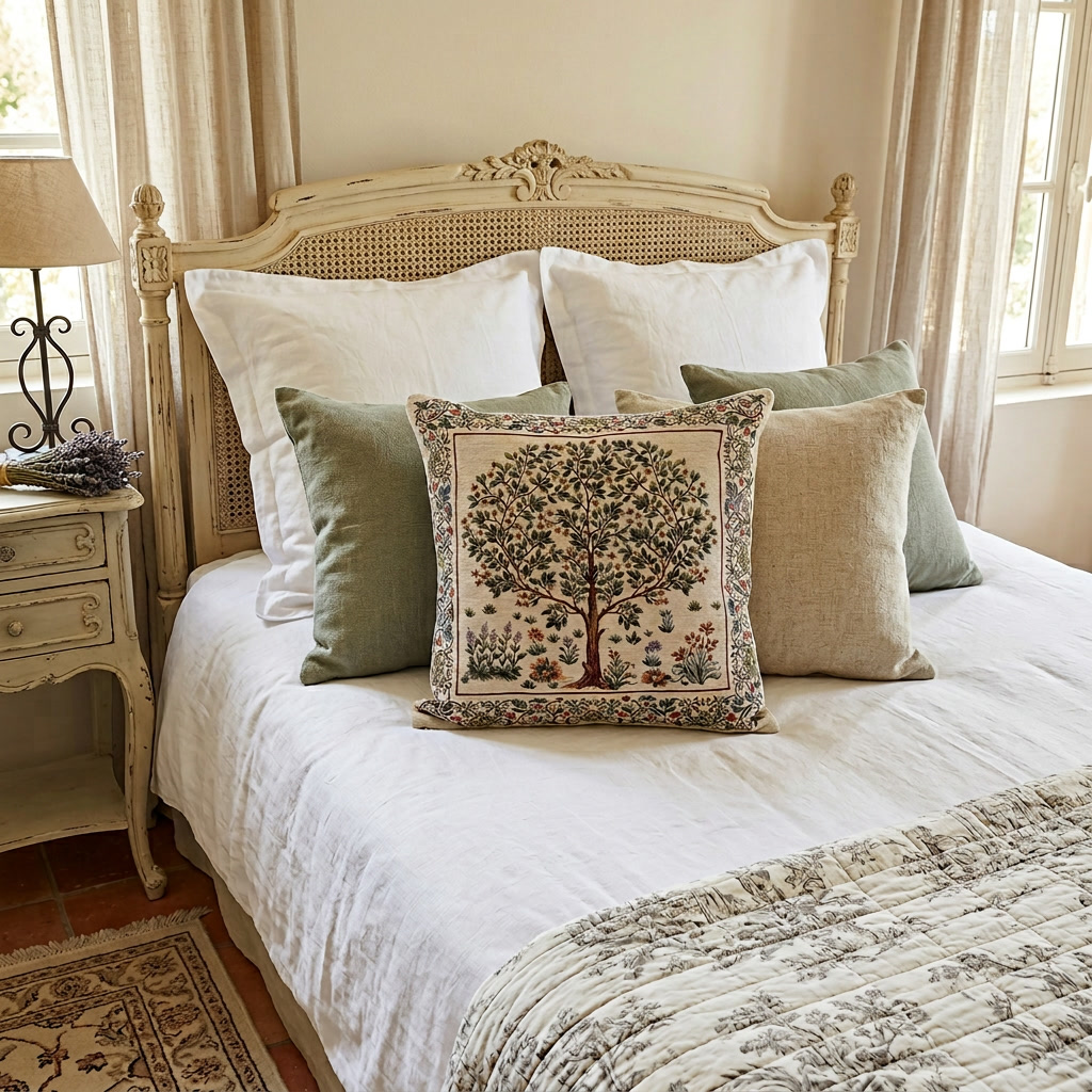 Poszewka gobelinowa "Drzewo życia" kremowa