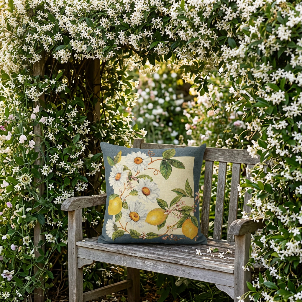 Poszewka gobelinowa „Słoneczna Cytryna i Stokrotki” - obrazek 2