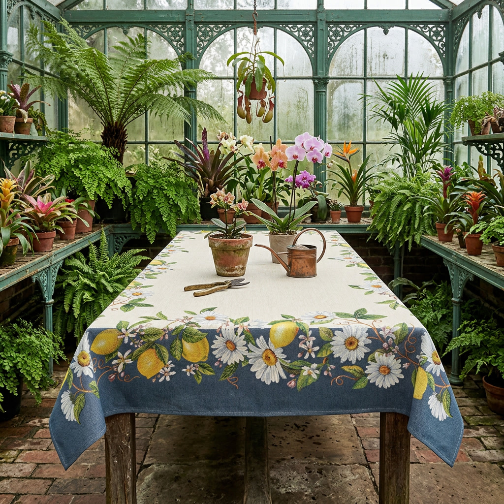 Obrus Gobelinowy „Słoneczna Cytryna i Stokrotki” – duże rozmiary - obrazek 4