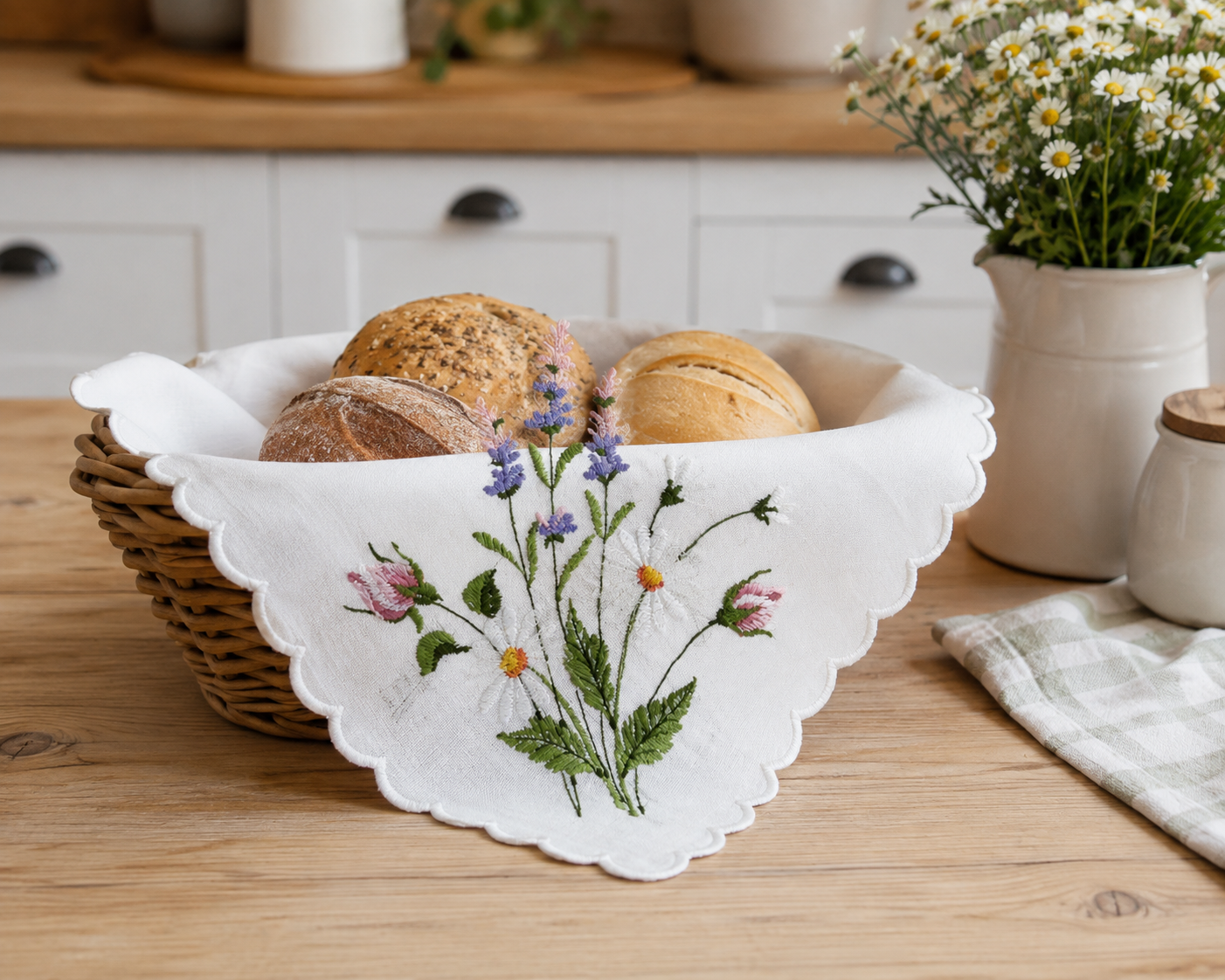 Serwetka na pieczywo-kwiaty z lawendą